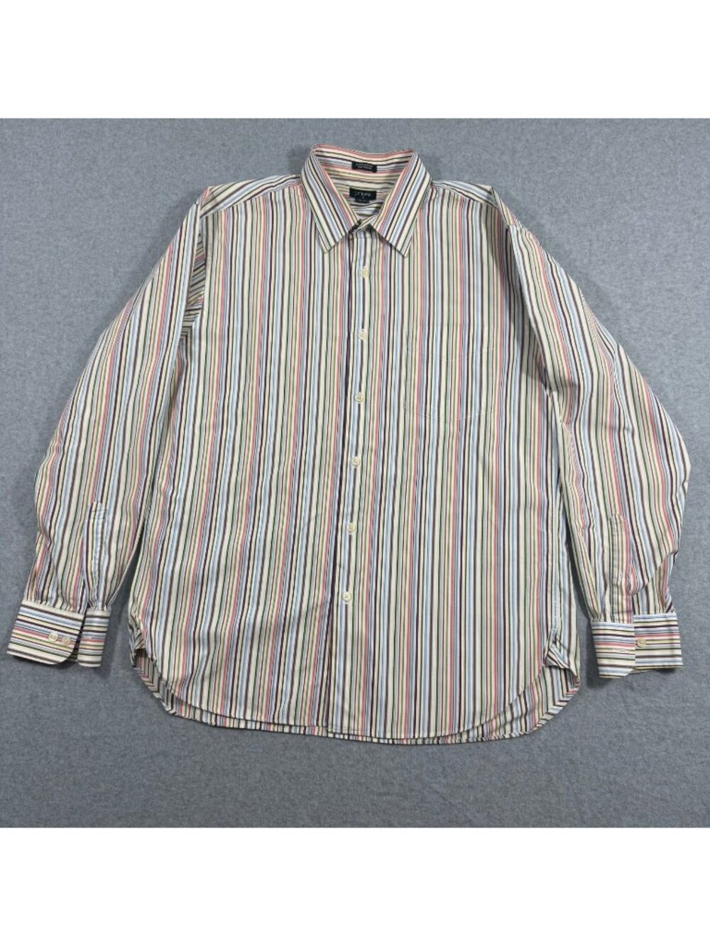 J.Crew Mens L 16-16.5 80s 2-Ply Cotton Striped Button Shirt NEW